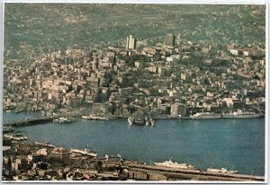 VINTAGE CONTINENTAL SIZE POSTCARD AERIAL VIEW OF THE BOSPHORUS ISTANBUL TURKEY