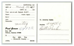 QSL Radio Card From Wilson Kansas WAØLLC