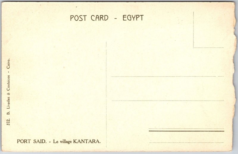 Port Said - Kantara Village Boats Ships Egypt Original Antique Postcard