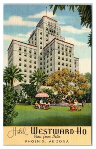 PHOENIX, AZ Arizona ~ Roadside HOTEL WESTWARD HO c1940s Linen  Postcard