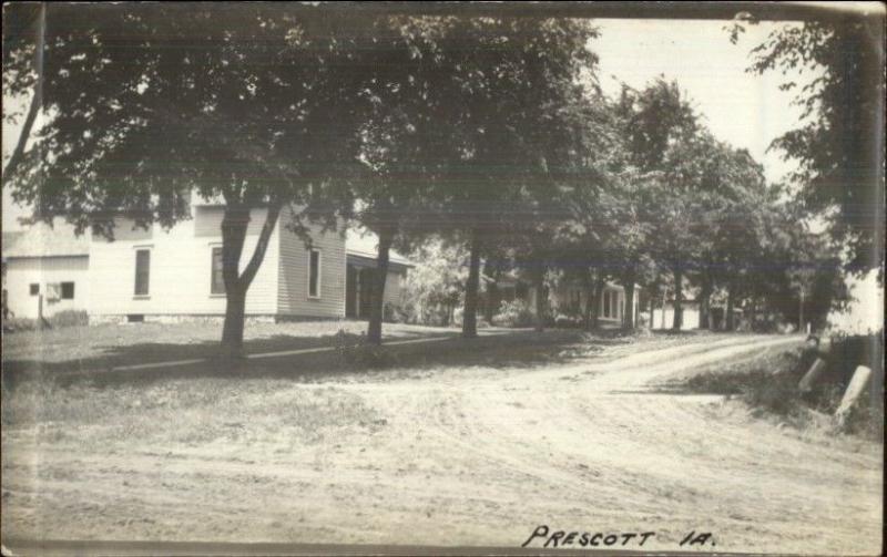 Prescott IA Dirt Road & Homes c1920 Real Photo Postcard