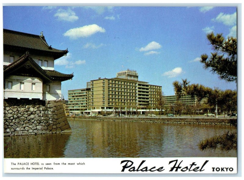 1966 The Palace Hotel Seen from the Moat Tokyo Japan Vintage Air Mail Postcard