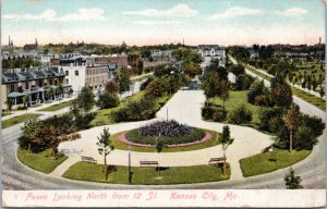 Postcard MO Kansas City - Paseo Looking North from 12 St