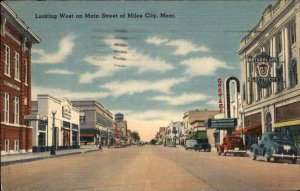 Miles City Montana Main St Theater, Utility Companies c1943 Vintage Postcard