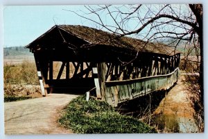 c1960 Fairfield County Ohio Postcard Covered Bridges Swartz Mill Burr Arch Creek