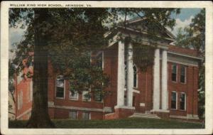 Abingdon VA William King High School c1920 Postcard