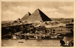 CPA Lehnert & Landrock 1046 Cairo - The Pyramids during Flood EGYPT (917510)