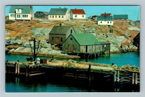 Peggy's Cove- Nova Scotia, Preserved Fishing Village Rustic View Chrome Postcard