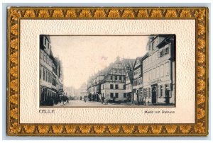 Celle Lower Saxony Germany Postcard Market With Town Hall c1905 Antique