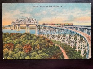 Vintage Postcard 1941 Huey P. Long Bridge New Orleans Louisiana