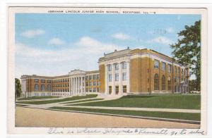 Lincoln Junior High School Rockford Illinois 1947 postcard