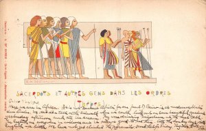 Egypt Thebes Sacerdots Et Autres Gens Dans Les Ordres RM Giorgiot postcard C313