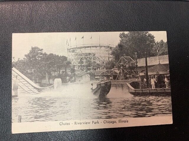 c.'43, Riverview  Amusement Park, Chutes, Chicago IL. Old Postcard