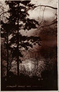 Moonlight Stanley Park Vancouver BC Regal Unused Real Photo Postcard G25