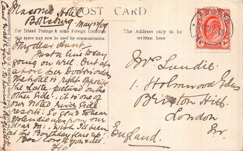 South Africa 1909 Boksburg Lake vintage postcard