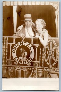 c1940's Woman And Old Man Oriental Limited RPPC Photo Unposted Vintage Postcard