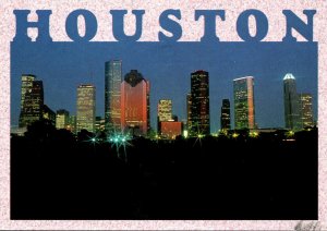 Texas Houston Dowtown Skyline At Night 1996