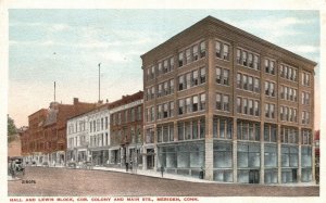 Vintage Postcard Hall & Lewis Block Cor. Colony Main Sts. Meriden Connecticut CT