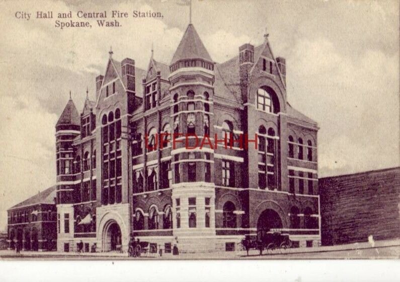 1908 CITY HALL AND CENTRAL FIRE STATION, SPOKANE, WA. 