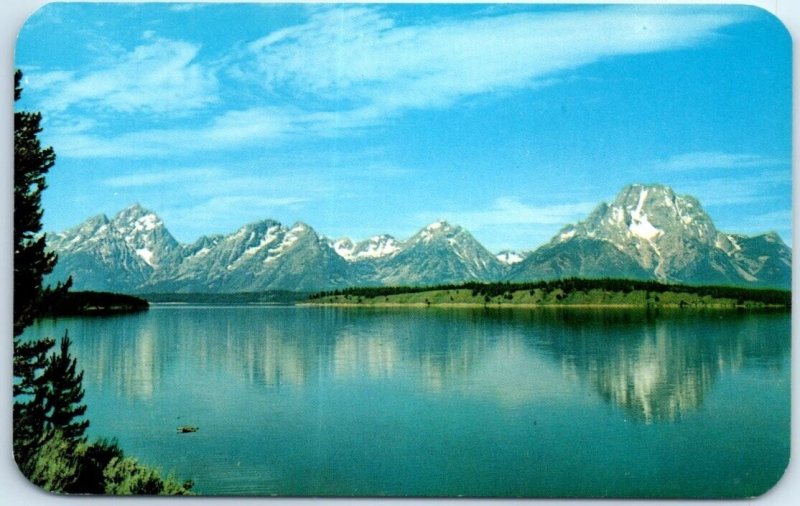Postcard - Teton Range reflected in Jackson Lake, Grand Teton National Park - WY