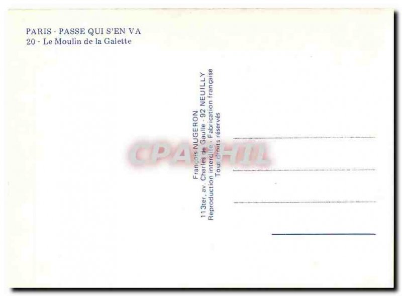 Modern Postcard Paris Pass that Va Le Moulin de la Galette