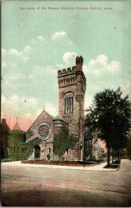 Vtg 1910 Our Lady of the Rosary Catholic Church Detroit Michigan MI Postcard