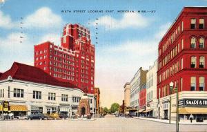 Meridian Mississippi Sixth Street Scene Historic Bldgs Antique Postcard K47247