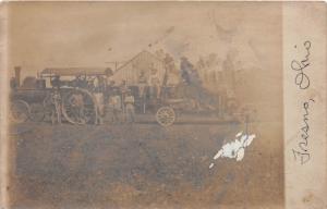 E61/ Fresno Ohio RPPC Postcard c1910 Occupational Farming Steam Coshocton