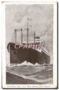 Postcard Old Ship Boat United States Lines SS PRes Harding and Roosevelt Pres