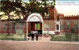 Salem, OR Oregon  STATE PENITENTIARY  Men At Prison Gates  ca1910's Postcard