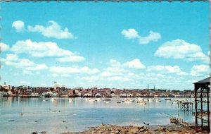 Portland, ME Maine  PORTLAND HARBOR VIEW Boats At Anchor VINTAGE Chrome Postcard