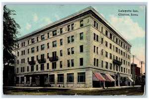 Clinton Iowa IA Postcard Lafayette Inn Building Exterior Roadside 1911 Antique