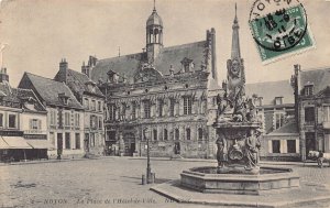C066 France Noyon LA Place de l'Hotel de Ville 1911 vintage postcard