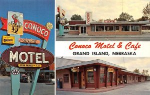 CONOCO MOTEL Grand Island Nebraska Lincoln Highway Roadside Diner 1950s Postcard