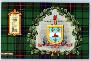 Scotland Postcard Badge Boxwood Davidson Coat of Arms c1910 Unposted Antique