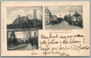 SALEM NJ MULTIPLE STREET SCENES ANTIQUE POSTCARD