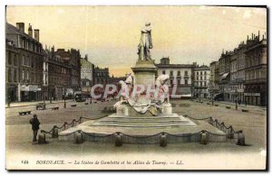 Old Postcard Statue Bordeaux Gambetta and the Allees de Tourny