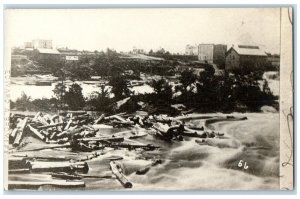 c1910's MPLS Mill District Logs Scene Bromley Minneapolis MN RPPC Photo Postcard