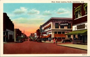 Postcard Main Street Looking North in Jonesboro, Arkansas