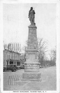 Painted Post New York Indian Monument Street View Antique Postcard K34636