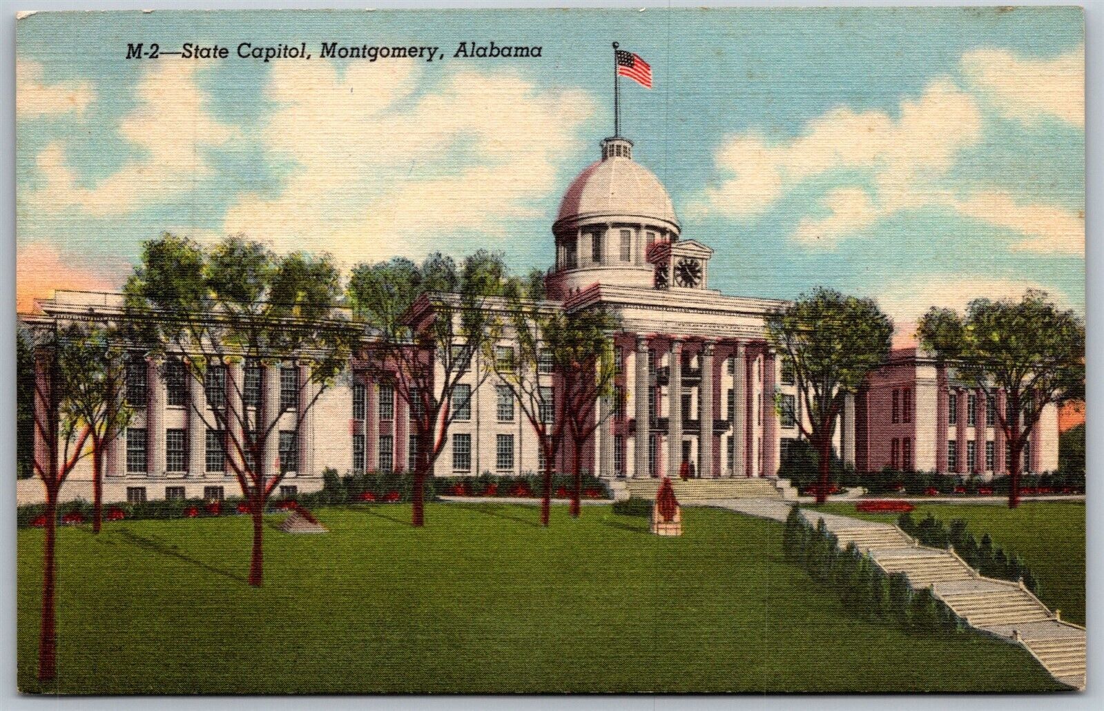 Vtg Montgomery Alabama AL State Capitol Facade 1940s Old Linen View ...