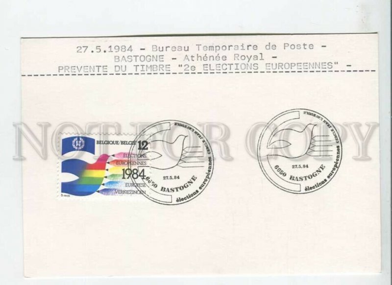 450584 Belgium 1984 First Day card elections united europe special cancellation