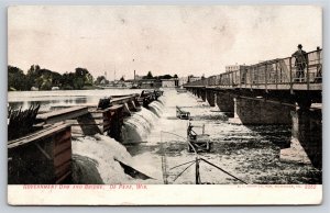 Government Dam & Bridge De Pere Wisconsin~Vintage Postcard