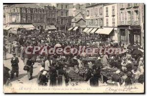 Old Postcard Le Mans Place of the Spur one day market