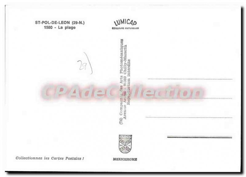 Postcard Moderne St Pol De Leon Beach