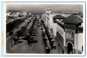 c1940's Boulevard Of The 4th Zouaves Casablanca Morocco RPPC Photo Postcard