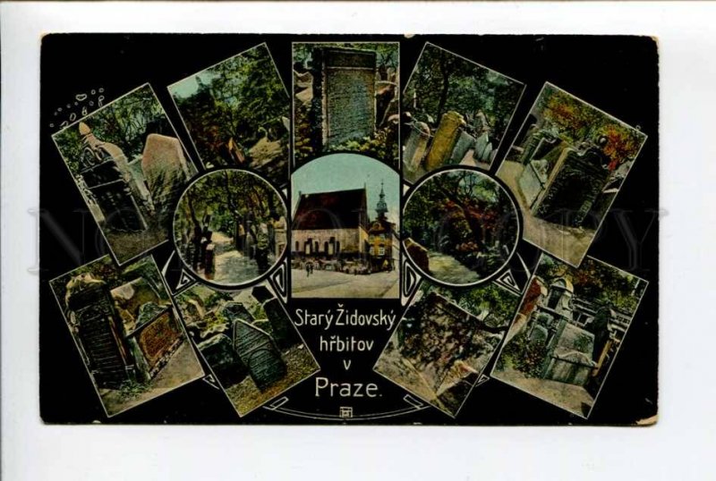 424101 Czech Republic 1908 y Prague old Jewish cemetery synagogue OLD postcard