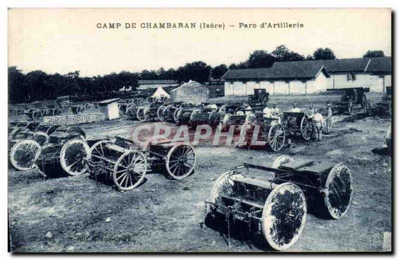 Old Postcard Fancy Army Camp Chambaran Parc d & # 39artillerie