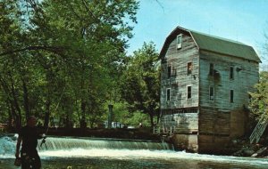 USA Cagles Old Water Powermill Poland Indiana Chrome Postcard B92