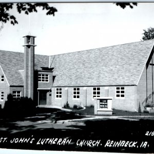 c1950s Reinbeck, IA RPPC St. John's Lutheran Church Real Photo Postcard Vtg A110